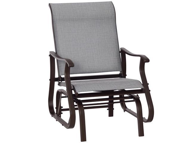 Aosom Outdoor Glider Chair, Gliders for Outside Patio with Steel Frame and Mesh Fabric for Backyard, Garden, and Porch, Gray