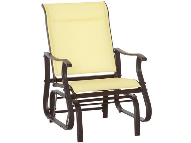 Aosom Outdoor Glider Chair, Gliders for Outside Patio with Steel Frame and Mesh Fabric for Backyard, Garden, and Porch, Beige
