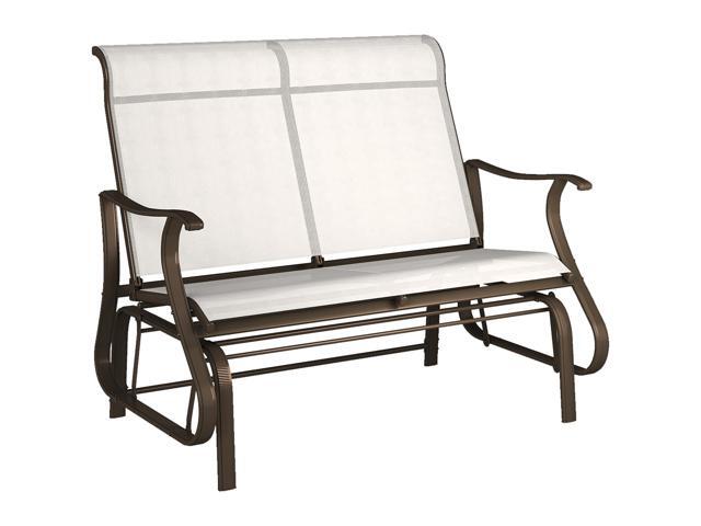Aosom 2-Person Outdoor Glider Benchï¼Patio Glider Loveseat Chair with Powder Coated Steel Frameï¼2 Seats Porch Rocking Glider for Backyard, Lawn,...