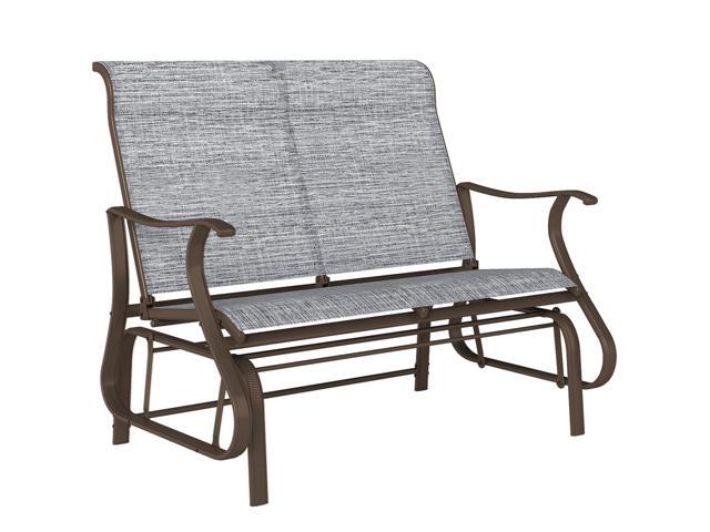 Aosom 2-Person Outdoor Glider Benchï¼Patio Glider Loveseat Chair with Powder Coated Steel Frameï¼2 Seats Porch Rocking Glider for Backyard, Lawn,...