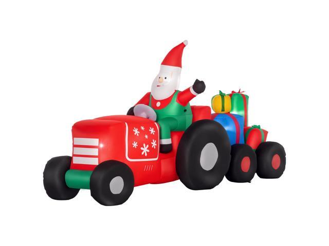 Aosom 9ft Christmas Inflatables Outdoor Decorations Santa Claus Driving Trailer with Colorful Gift Boxes, Blow-Up LED Yard Christmas Decor for Lawn...