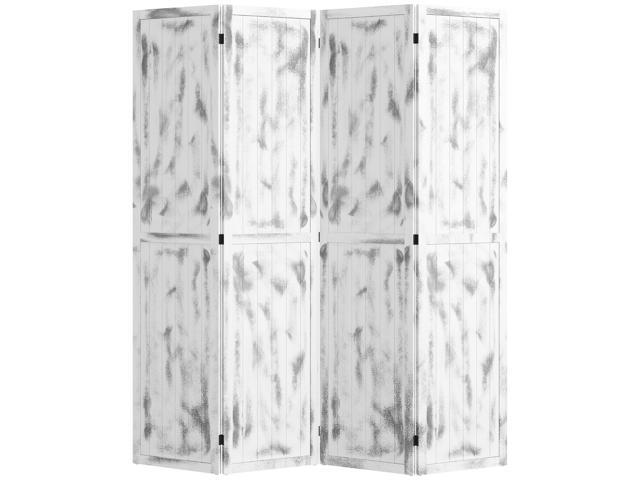 Aosom Screen Divider Room Divider Screen with Foldable Design for Indoor Bedroom Office 5.5' Rustic White