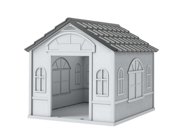 Aosom Pet House Water Resistant Puppy Shelter with Door for Indoor Outdoor, Easy to Assemble, for Small/Medium Dogs, Gray