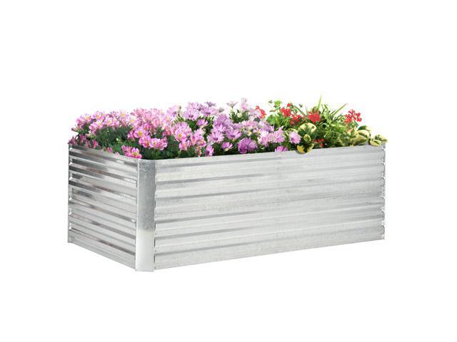 Aosom Galvanized Raised Garden Bed, Steel Outdoor Planters with Reinforced Rods, 71' x 36' x 23', Silver