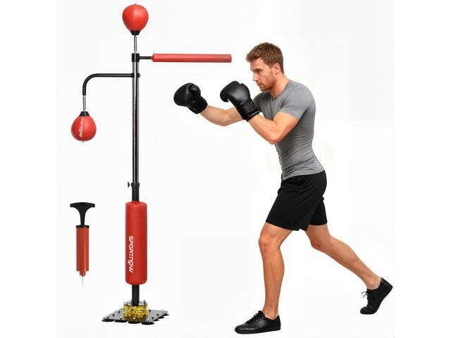 AosomSoozier 4.6'-6.7' Speed Bag Boxing Bag Stand, Reflex Bag Boxing Training Equipment, Speed Punching Bag, Red