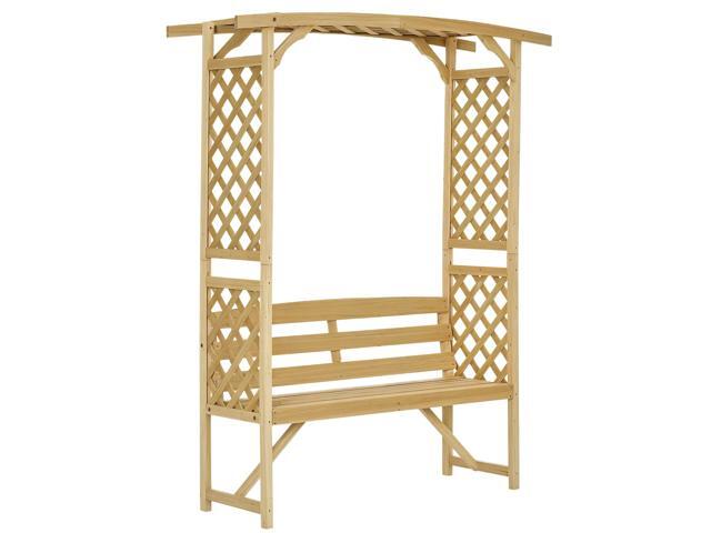 Aosom Patio Garden Bench, Wooden Bench, Outdoor Bench for Vines/Climbing Plants, Natural