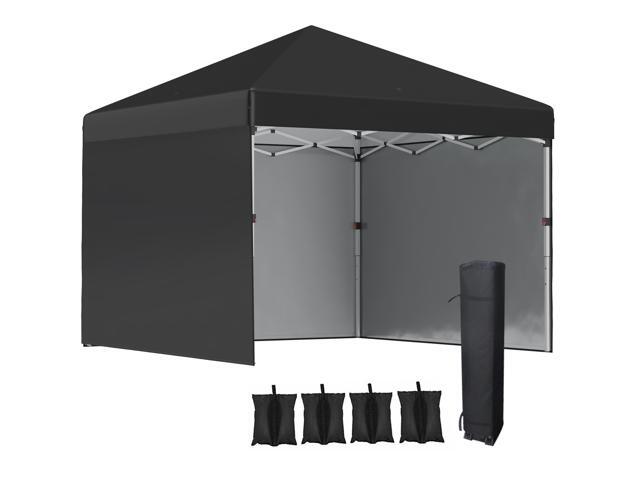 Aosom 10' x 10' Pop Up Canopy Tent with 3 Sidewalls, Leg Weight Bags and Carry Bag, Height Adjustable, Instant Party Tent Event Shelter Gazebo for...
