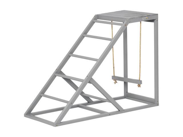 Aosom Chicken Activity Play for Healthy & Happy Animals, Swing Set with Chicken Perches & Hen Ladder, Chicken Coop Toy, Gray