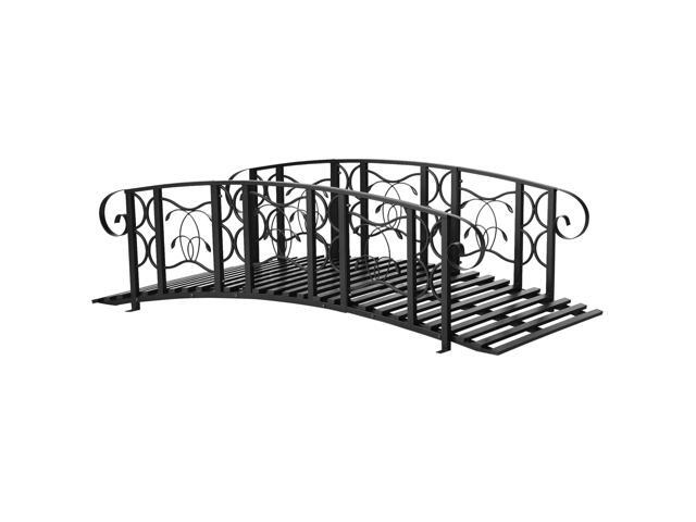 Aosom 6' Metal Arch Backyard Garden Bridge with 660 lbs. Weight Capacity, Safety Siderails, Vine Motifs, Easy Assembly for Backyard Creek, Stream,...