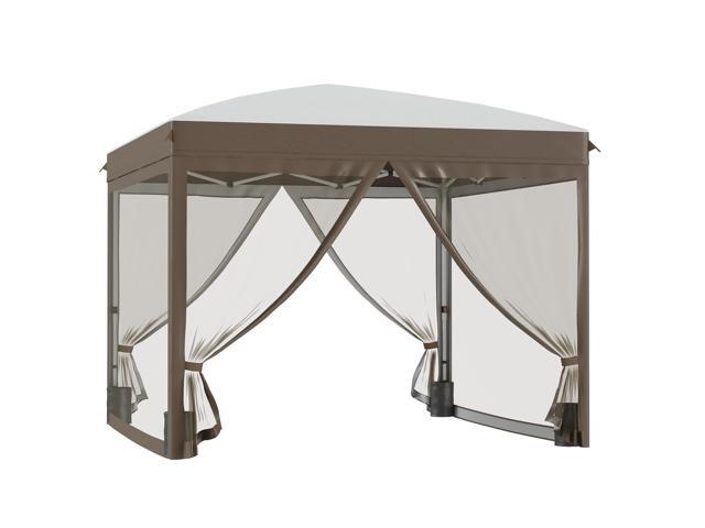 Aosom 10' x 10' Pop Up Canopy Tent with Netting, Instant Sun Shelter, Tents for Parties, Height Adjustable, with Wheeled Carry Bag and 4 Sand Bags...