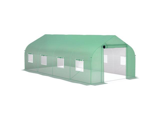 Aosom 20' x 10' x 7' Walk-in Tunnel Greenhouse with Zippered Mesh Door and 8 Mesh Windows, Gardening Plant Hot House with Galvanized Steel Hoops,...