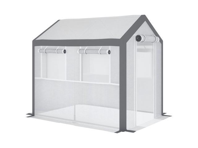 Aosom Outdoor Walk-In Tunnel Greenhouse with Roll-up Windows, Zippered Mesh Door, & Weather Cover, 8' x 6' x 7.4'