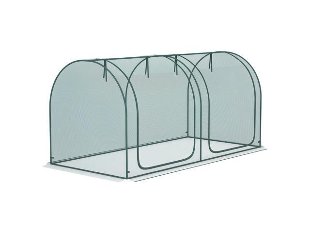 Aosom 8' x 4' Crop Cage, Plant Protection Tent with Two Zippered Doors, Storage Bag and 4 Ground Stakes, for Garden, Yard, Lawn, Green