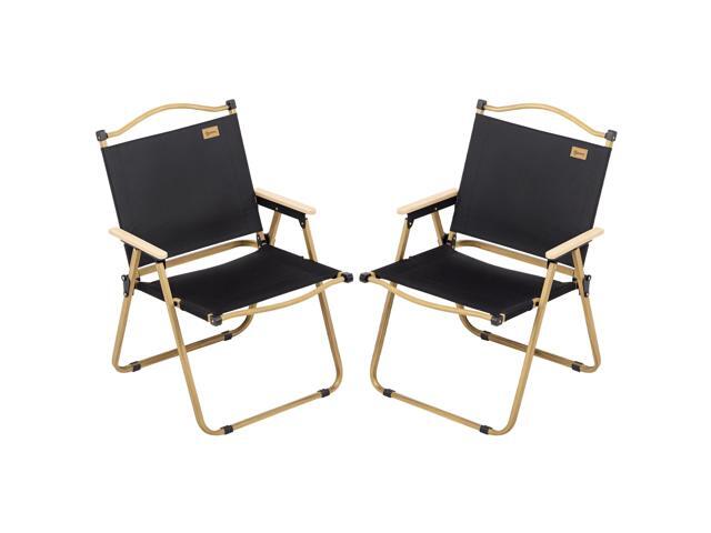 Aosom 2 Pack Folding Camping Chair, Lightweight & Portable Beach Chairs Armchairs, Perfect for Festivals, Fishing, Picnic and Hiking, Black