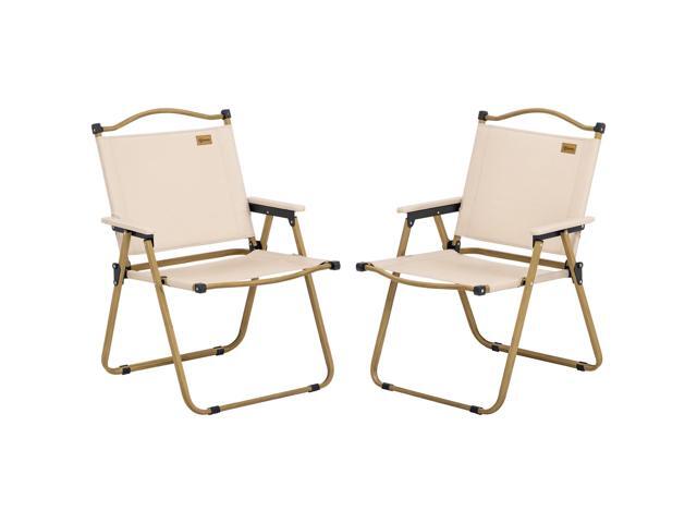 Aosom 2 Pack Folding Camping Chair, Lightweight & Portable Beach Chairs Armchairs, Perfect for Festivals, Fishing, Picnic and Hiking, Khaki