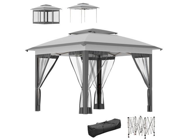 Aosom 12' x 12' Pop Up Canopy Tent with Netting and Carry Bag, Instant Sun Shelter with 137 sq. ft Shade, Tents for Parties, Height Adjustable, for...
