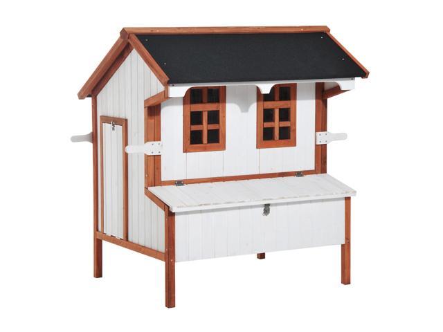 Aosom 47' Chicken Coop Wooden Chicken House Rabbit Hutch Raised Poultry Cage Portable Hen Pen Backyard with Nesting Box and Handles