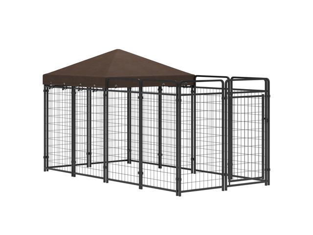 Aosom Dog Kennel Outdoor with Waterproof Canopy, Dog Run with Galvanized Chain Link, Secure Lock, for Backyard and Patio, Large and Medium Sized...