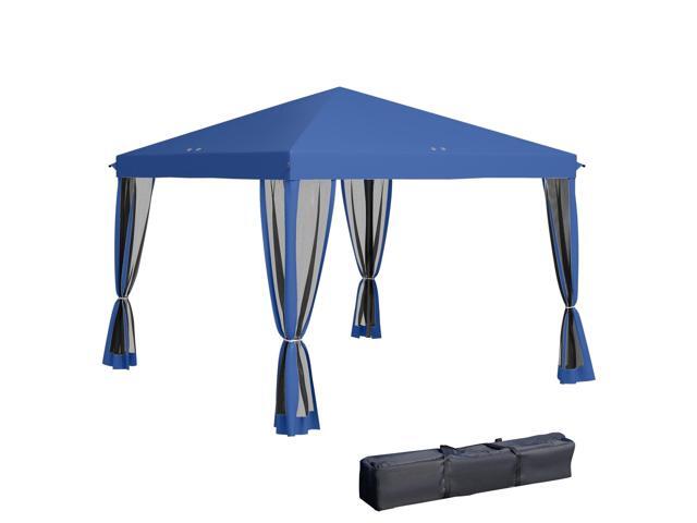 Aosom 10' x 10' Pop Up Canopy Tent with Netting, Instant Gazebo, Screen House Room with Carry Bag, Height Adjustable, for Outdoor, Garden, Patio,...