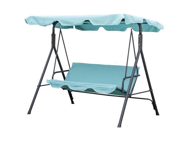 Aosom 3-Seat Outdoor Patio Swing Chair with Removable Cushion, Steel Frame Stand and Adjustable Tilt Canopy for Patio, Garden, Poolside, Balcony,...
