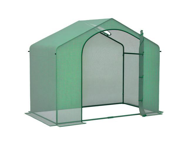 Aosom 6' x 3' x 5' Portable Walk-in Greenhouse, PE Cover, Steel Frame Garden Hot House, Zipper Door, Top Vent for Flowers, Vegetables, Saplings,...