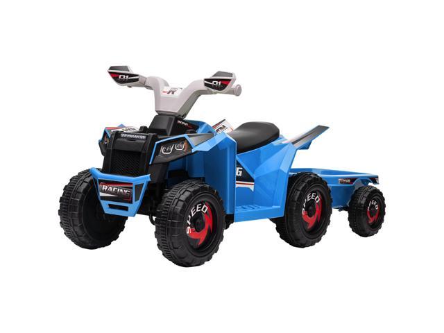 AosomAosom 6V Electric Toy Car with Back Trailer, Forward Backward, Wear-Resistant Wheels for Ages 18-36 Months, Blue