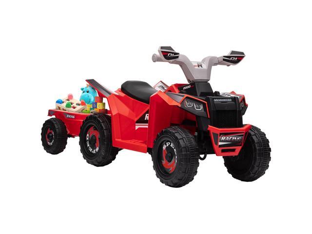 AosomAosom 6V Electric Toy Car with Back Trailer, Forward Backward, Wear-Resistant Wheels for Ages 18-36 Months, Red