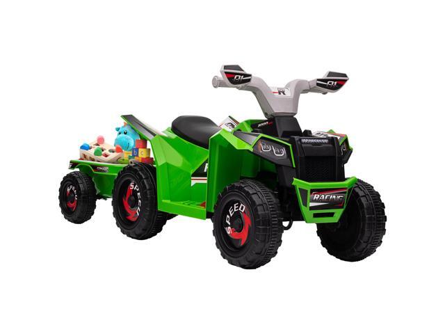 AosomAosom 6V Electric Toy Car with Back Trailer, Forward Backward, Wear-Resistant Wheels for Ages 18-36 Months, Green