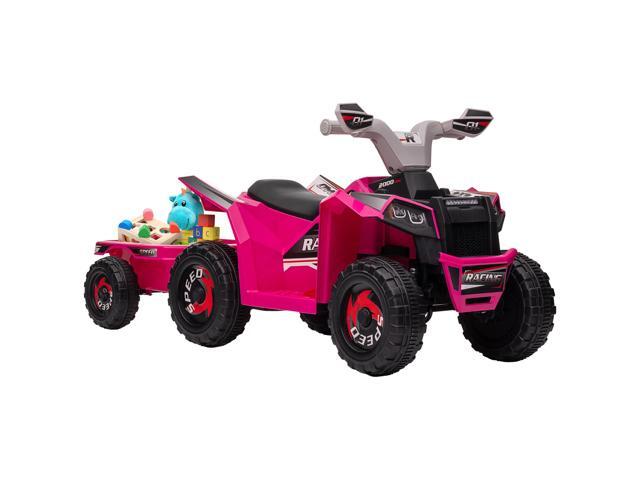 AosomAosom 6V Electric Toy Car with Back Trailer, Forward Backward, Wear-Resistant Wheels for Ages 18-36 Months, Pink