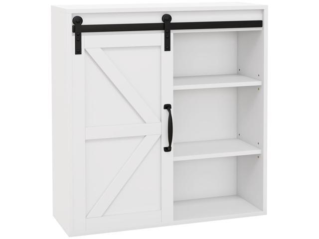 Aosom Bathroom Medicine Cabinet, Wall Cabinet with Sliding Door and Adjustable Shelf, 22.75' x 7.75' x 24.5', White