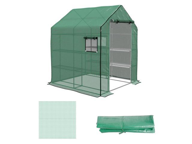Aosom 01-0472 Replacement Cover, 55' x 56.25' x 74.75' Walk-in Greenhouse Cover Reinforced Anti-Tear PE Hot House Cover, Green