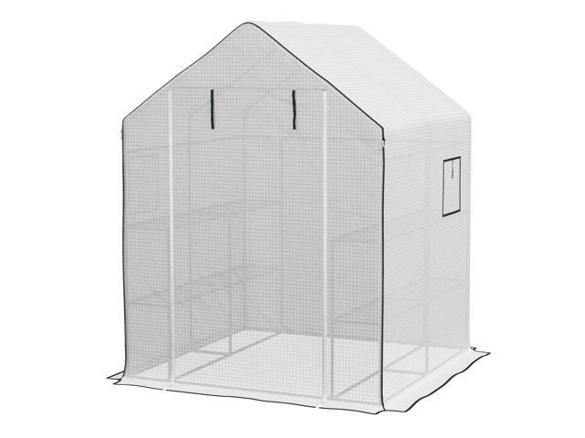 Aosom 01-0472 Replacement Cover, 55' x 56.25' x 74.75' Walk-in Greenhouse Cover Reinforced Anti-Tear PE Hot House Cover, White