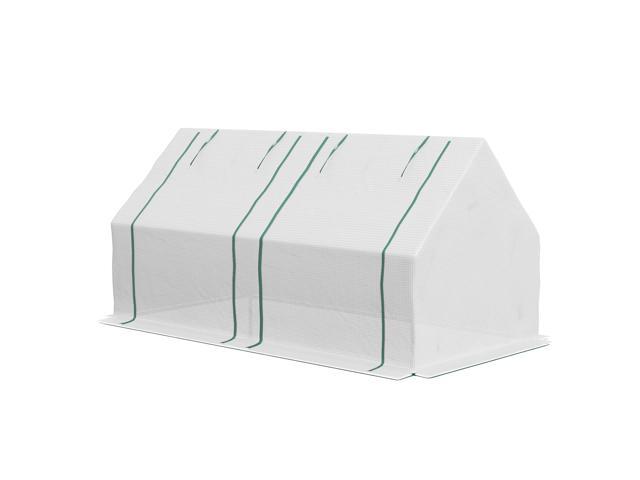 Aosom 6' x 3' x 3' Portable Greenhouse, Garden Hot House with Two PE/PVC Covers and 2 Roll Up Windows, Clear