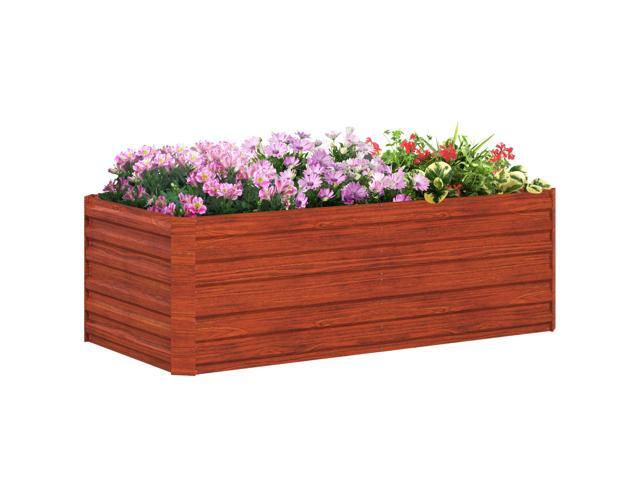 Aosom Galvanized Raised Garden Bed, Steel Outdoor Planters with Reinforced Rods, 71' x 36' x 23', Dark Brown