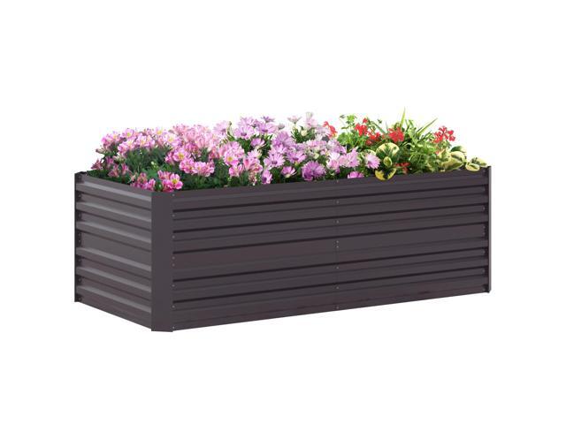 Aosom Galvanized Raised Garden Bed, Steel Outdoor Planters with Reinforced Rods, 71' x 36' x 23', Dark Gray