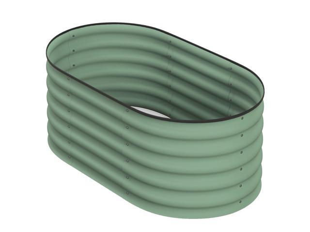 Aosom 3.4' x 2' x 1.4' Galvanized Raised Garden Bed Kit, Metal Planter Box with Safety Edging, Green