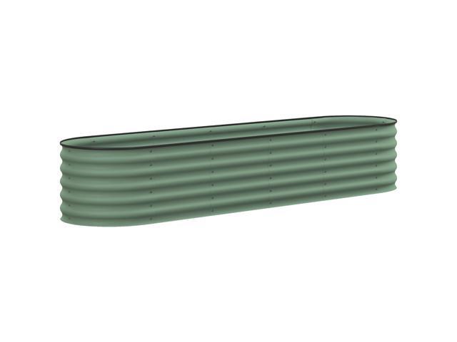 Aosom 7.9' x 2' x 1.4' Galvanized Raised Garden Bed Kit, Metal Planter Box with Safety Edging, Green