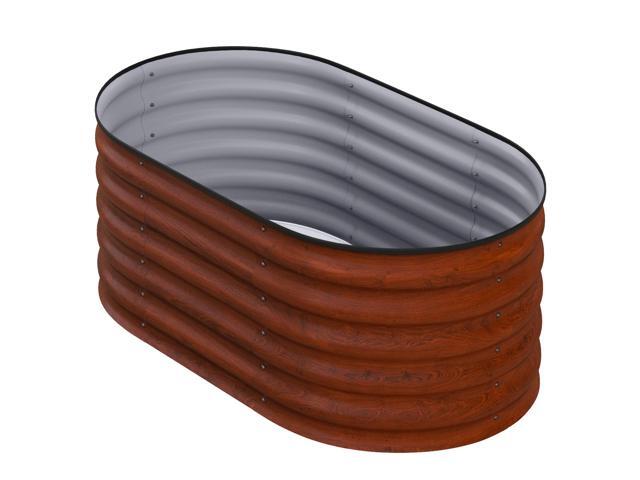 Aosom 3.4' x 2' x 1.4' Galvanized Raised Garden Bed Kit, Metal Planter Box with Safety Edging, Brown