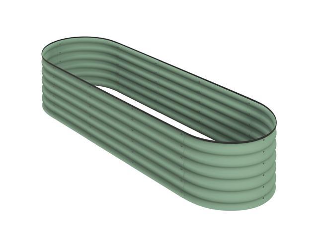 Aosom 6.4' x 2' x 1.4' Galvanized Raised Garden Bed Kit, Metal Planter Box with Safety Edging, Green