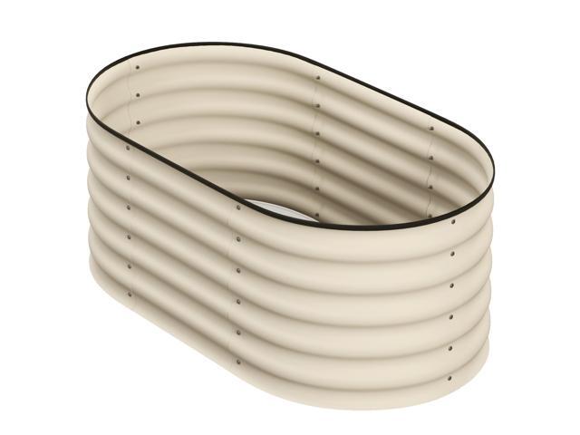 Aosom 3.4' x 2' x 1.4' Galvanized Raised Garden Bed Kit, Metal Planter Box with Safety Edging, Cream