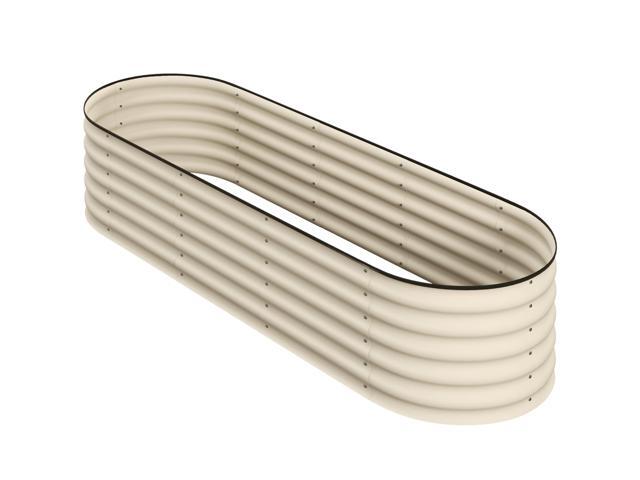 Aosom 6.4' x 2' x 1.4' Galvanized Raised Garden Bed Kit, Metal Planter Box with Safety Edging, Cream