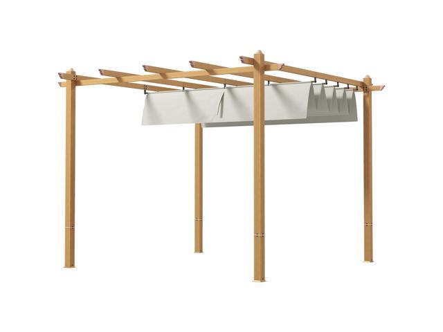 Aosom 10' x 10' Retractable Pergola Canopy, Aluminum Pergola Sun Shade Shelter for Garden, Patio, Backyard, Deck, Cream
