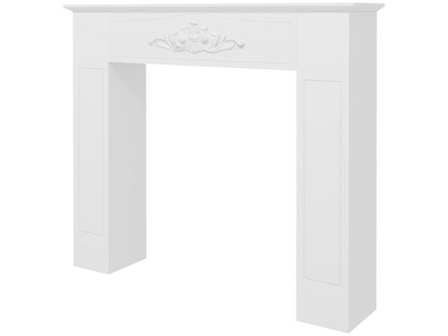 Aosom Freestanding Fireplace Surround, Modern Fireplace Mantel with Leg for Electric Fireplaces, 44.7' W x 40' H, White