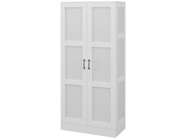 Aosom 71' Tall Storage Cabinet with Movable Storage Shelves, Modern Style Pantry Cupboard Cabinet with Soft Close Doors, White