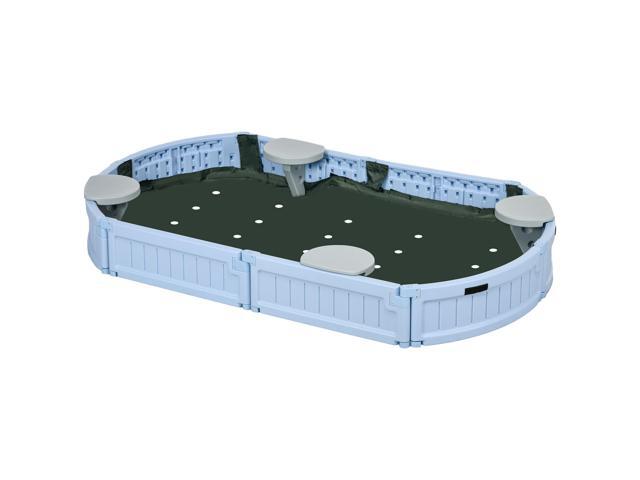 Aosom Kids Outdoor Sandbox with Cover, Seat Board for Backyard, Light Blue, 72' x 41.25' x 8.75'