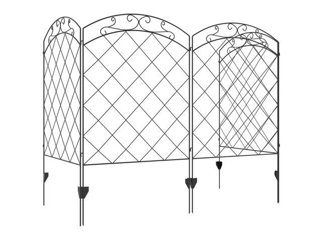 Aosom 4 Pack Garden Fencing for Yard, Decorative Fence Panels as Animal Barrier and Flower Edging, Swirls