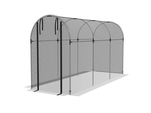 Aosom Galvanized Steel Crop Cage, Plant Protection Tent with Zippered Door, 4' x 12', Black