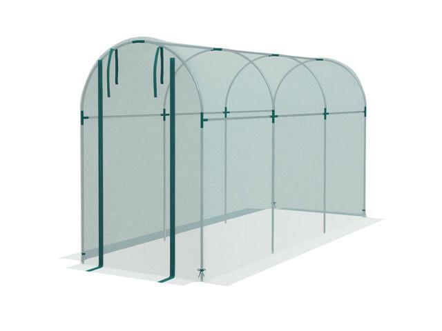 Aosom Galvanized Steel Crop Cage, Plant Protection Tent with Zippered Door, 4' x 12', Green