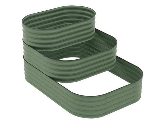 Aosom 3-Tier Raised Garden Bed Set w/ Safety Edging, Open Bottom for Vegetables, Herbs, Flowers, 62.25' x 43' x 32.25', Green