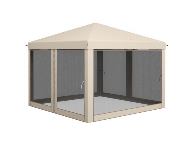 Aosom 210D Oxford 10' x 10' Pop Up Canopy Tent with Netting, Instant Screen Room House, Tents for Parties, Height Adjustable, with Carry Bag, for...